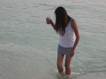j10 Suzi wading in the Caribbean.JPG