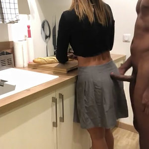 She cooks and gets a big black dick