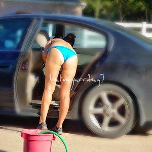 washing the car in front of neighbors