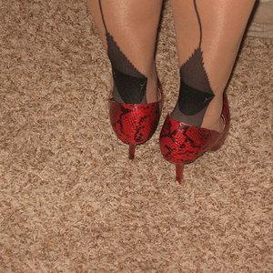 red Shoes and stockings for Black Cock